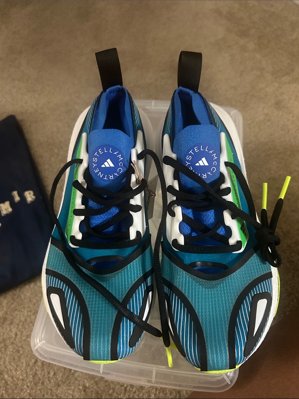 Adidas by Stella McCartney Kids Teal, Blue & Neon Green Sneakers